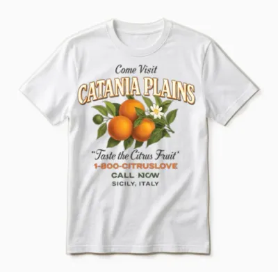 Vintage Catania Plains Citrus Fruit Travel Unisex T-Shirt - White