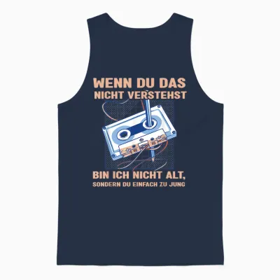 Funny Saying "bandsalat 80s 90s Retro Cassette T-Shirt, Black Unisex Tank Top - Navy