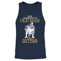 Old Man with a Guitar Unisex Tank Top - Navy – 2