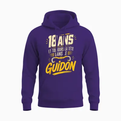 18 Ans Vélo Homme Humour Cycliste Cadeau Anniversaire Unisex Hoodie - Purple