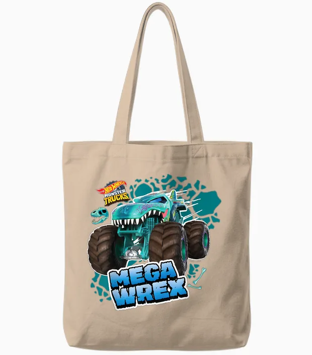 Hot Wheels - Mega Wrex T-Shirt, Black Tote Bags in Natural