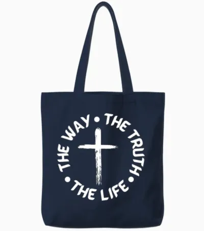 The Way, the Truth, the Life Christian Design Tote Bags - Navy