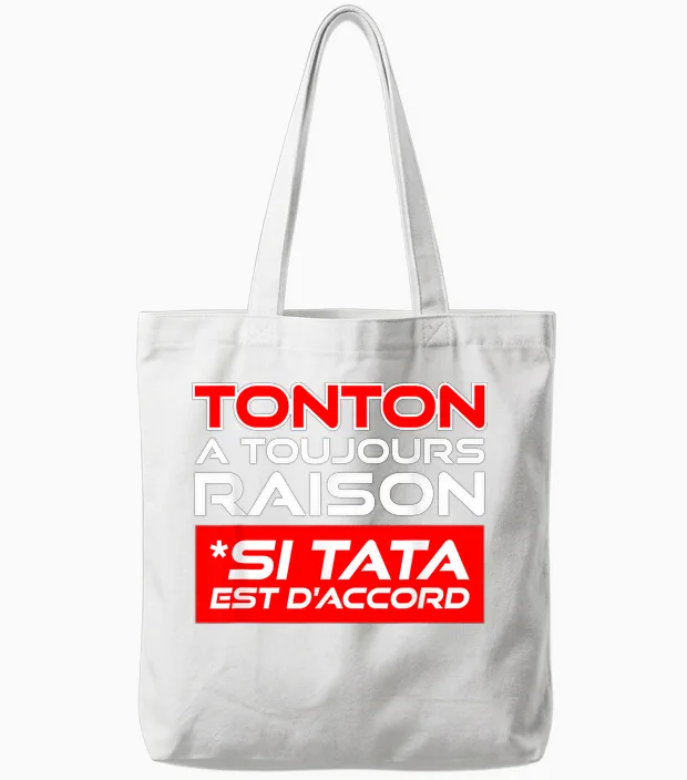 Gift Tonton Tata Humour Birthday Christmas Uncle Aunt Tote Bags in White