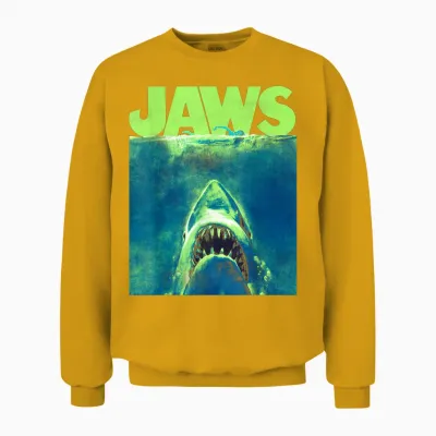 Jaws Surfacing Neon Poster Logo Unisex Sweatshirt - Gold