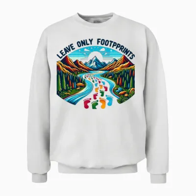 Footprints of Adventure, Camping and Hiking Unisex Sweatshirt - White