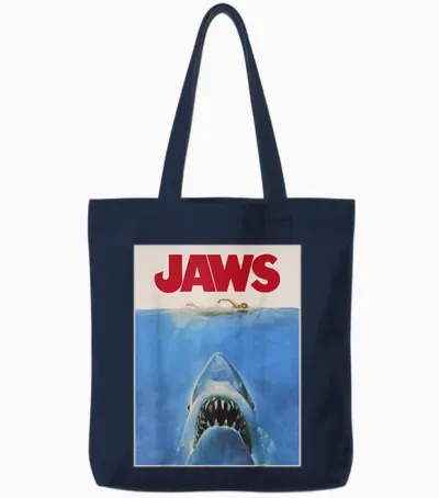Jaws Classic Movie Tote Bags - Navy