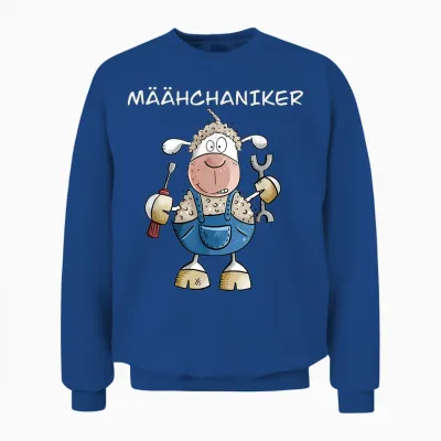 Funny Sheep Word Game Mowing Caniker I Mechanic Screwdriver T-Shirt, Black Unisex Sweatshirt - Royal