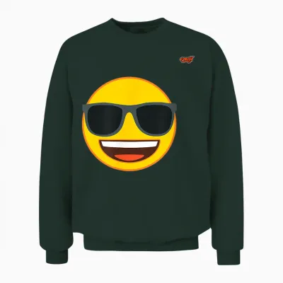 Sunglasses Emoticon Laughter Yellow Smile Face Cat Icon T-Shirt, Black, S Unisex Sweatshirt - Forest
