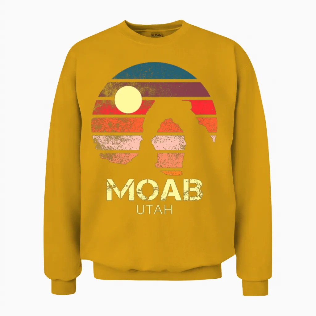 Moab Utah Retro Vintage Unisex Sweatshirt in Gold