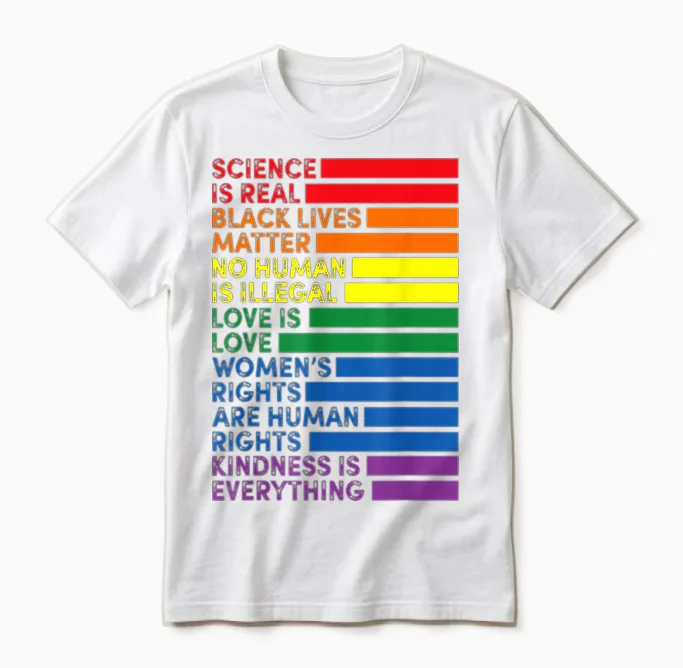 Lgbt Pride Flag Rainbow Lesbian Transgender Homo T-Shirt, Black, S Unisex T-Shirt in White