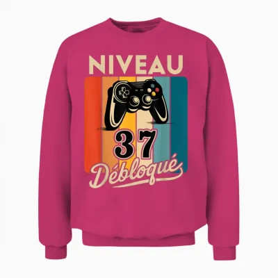 Level 37 Years Man 1988 Birthday Gamer Level 37 Man Unisex Sweatshirt - Heliconia