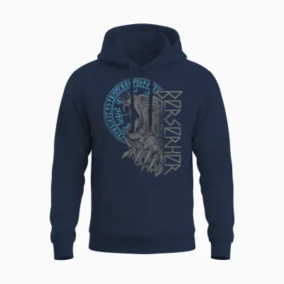 Berserker Bär Krieger Odin Runen Nordischer Kompass Wikinger Unisex Hoodie - Navy
