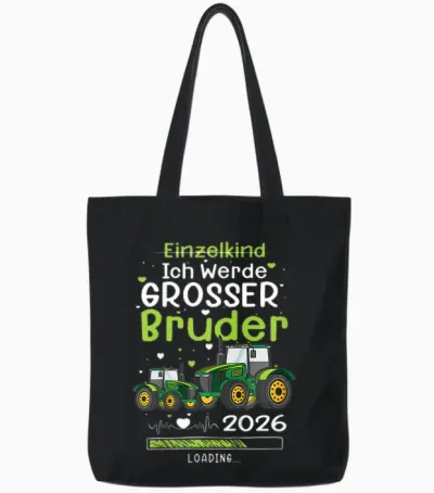 Kinder Ich Werde Großer Bruder 2026 Tractor Baby Single Child Boys Tote Bags - Black