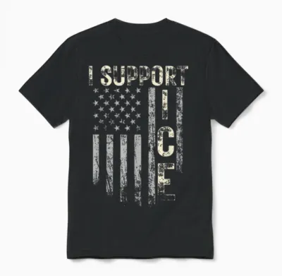 Support Ice Immigration Officers American Flag Border Patrol Unisex T-Shirt - Black