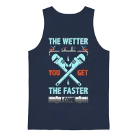 The Wetter You Get the Faster I Come Funny Plumber Unisex Tank Top - Navy – 1