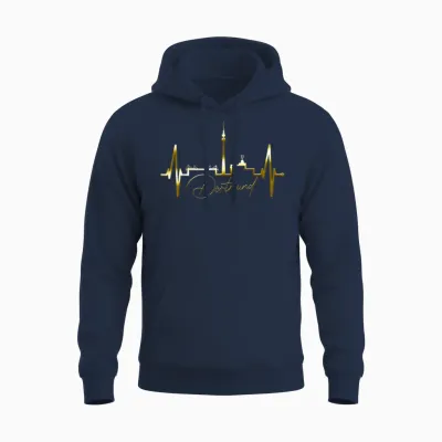 Dortmund Heartbeat Skyline Puls Ruhrpott I Love Dortmunder T-Shirt, Black Unisex Hoodie - Navy