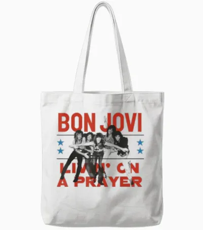 Official Bon Jovi Livin' on a Prayer Tote Bags - White