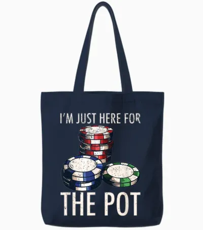 Poker T-Shirt Texas Hold'em Gambling Pot Cards Player Gift Tote Bags - Navy