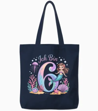 Ich Bin 6 Meerjungfrau Geburtstag Mädchen Geburtstags Tote Bags - Navy