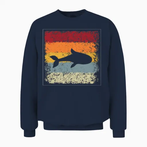 Fish Retro Unisex Sweatshirt in Navy