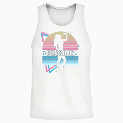 Singing Singer Retro Unisex Tank Top - White