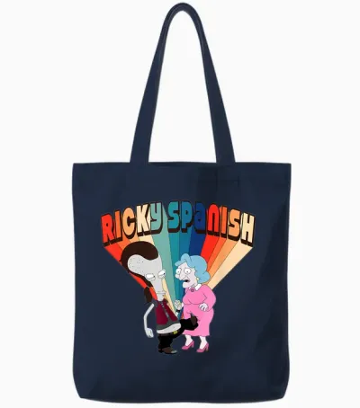 American Dad Ricky Spanish Rainbow Logo Cartoon Tote Bags - Navy