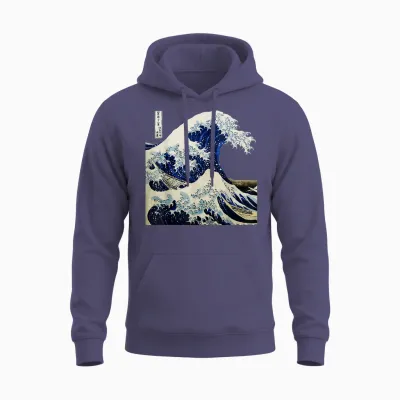 Kanagawa Japanese the Great Wave Unisex Hoodie - Heather Sport Dark Navy