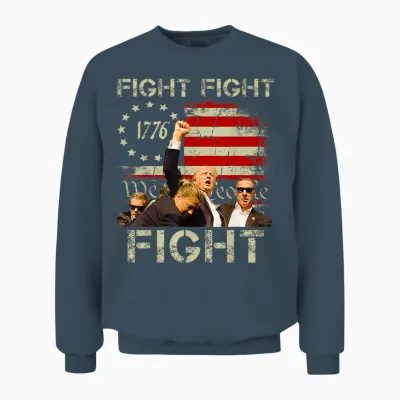 Trump Fight Fight Fight Trump Signals to Americans to Fight Unisex Sweatshirt - Dark Heather