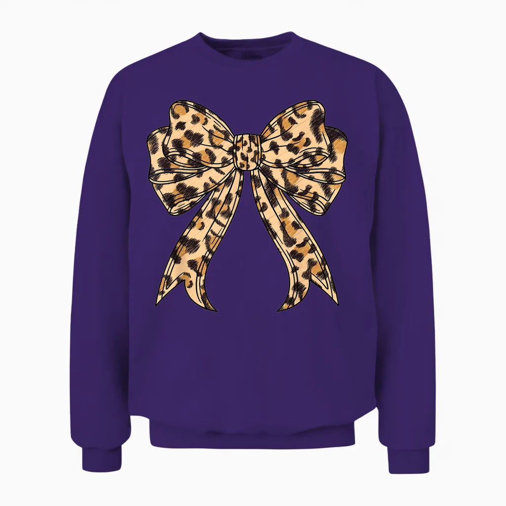 Kokette Schleife Leopard Gepard Print Für Frauen Mädchen Mädchen Mama Unisex Sweatshirt in Purple