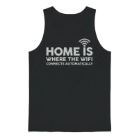 Home Is Where the Wifi Funny Unisex Tank Top - Black – 1