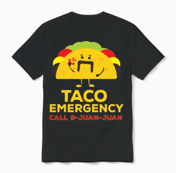 Funny Mexican Tacos Unisex T-Shirt in Black