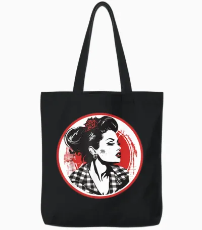 Rockabilly Girl Outfit for Rock N Roll Music 50s 60s T-Shirt, Black Tote Bags - Black