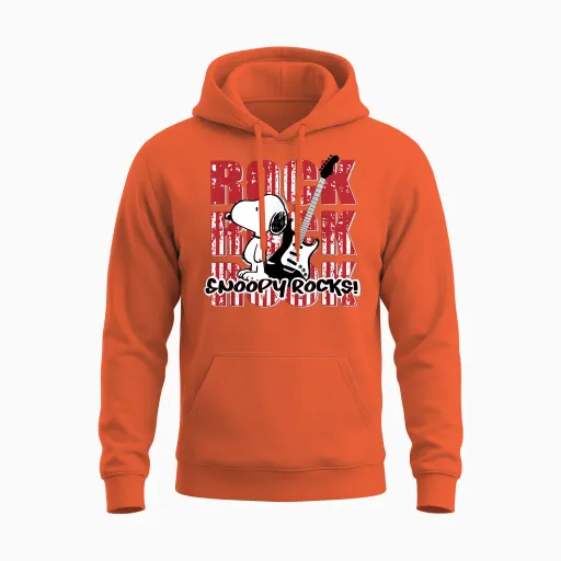 Peanuts Snoopy Rocks Unisex Hoodie in Orange