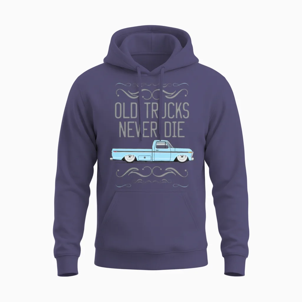 Old Trucks Wind Blue Unisex Hoodie in Heather Sport Dark Navy
