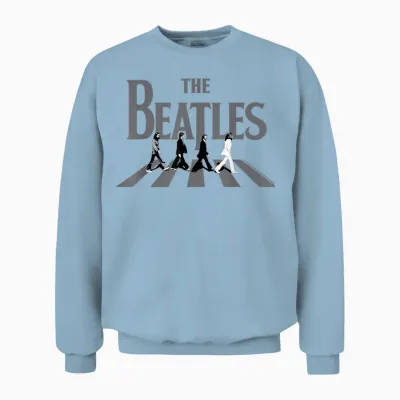 The Beatles - Abbey Road Greyscale Album Cover Unisex Sweatshirt - Light Blue