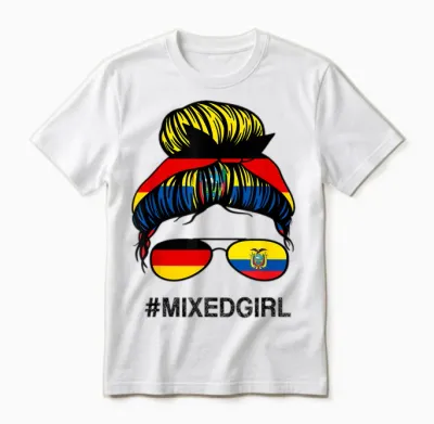 Ecuador Deutschland Flagge Ecuadorianisch Deutsch Messy Bun Unisex T-Shirt - White