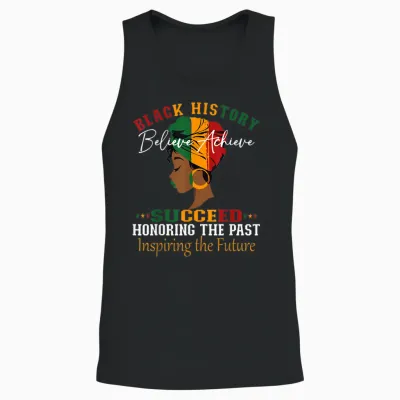 Black History Month Believe Achieve Succeed Melanin African Unisex Tank Top - Black