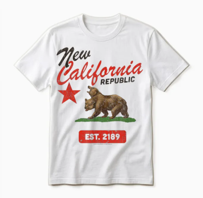 Fallout New California Republic Flag Est 2189 Video Game Unisex T-Shirt in White