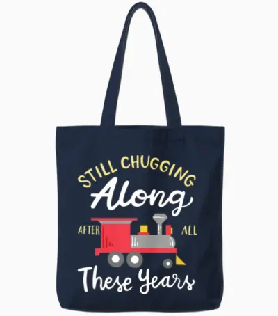 Funny Railroad Funny Train Tote Bags - Navy
