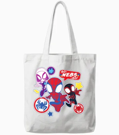 Kinder Marvel Spidey and His Amazing Friends Go-Webs-Go Boys Tote Bags - White