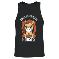 Easily Distracted by Horses Rider Riding Horse Unisex Tank Top - Black – 2