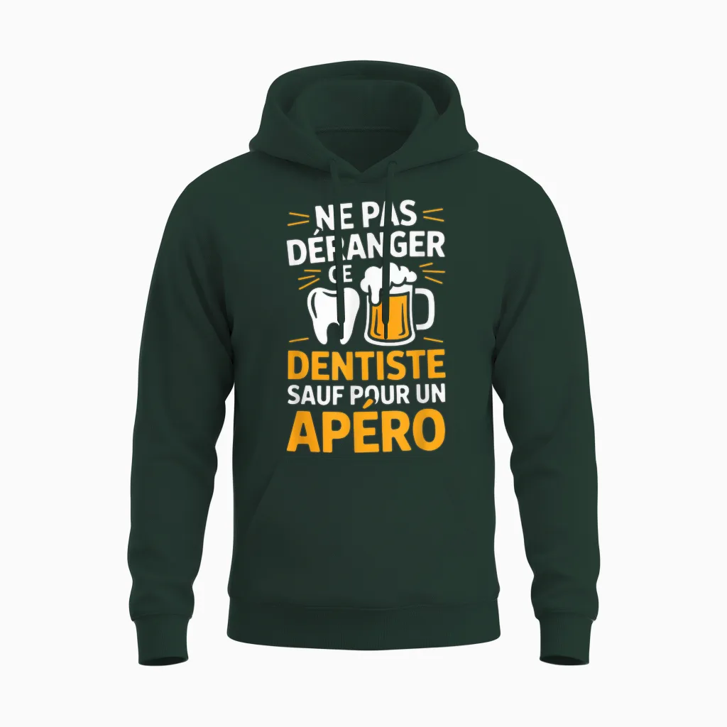 Dentist Aperitif Man Humour Gift Idea Funny Beer Unisex Hoodie in Forest