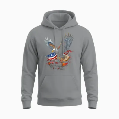 Camion De Pompier Aigle Patriotique Unisex Hoodie - Sport Grey