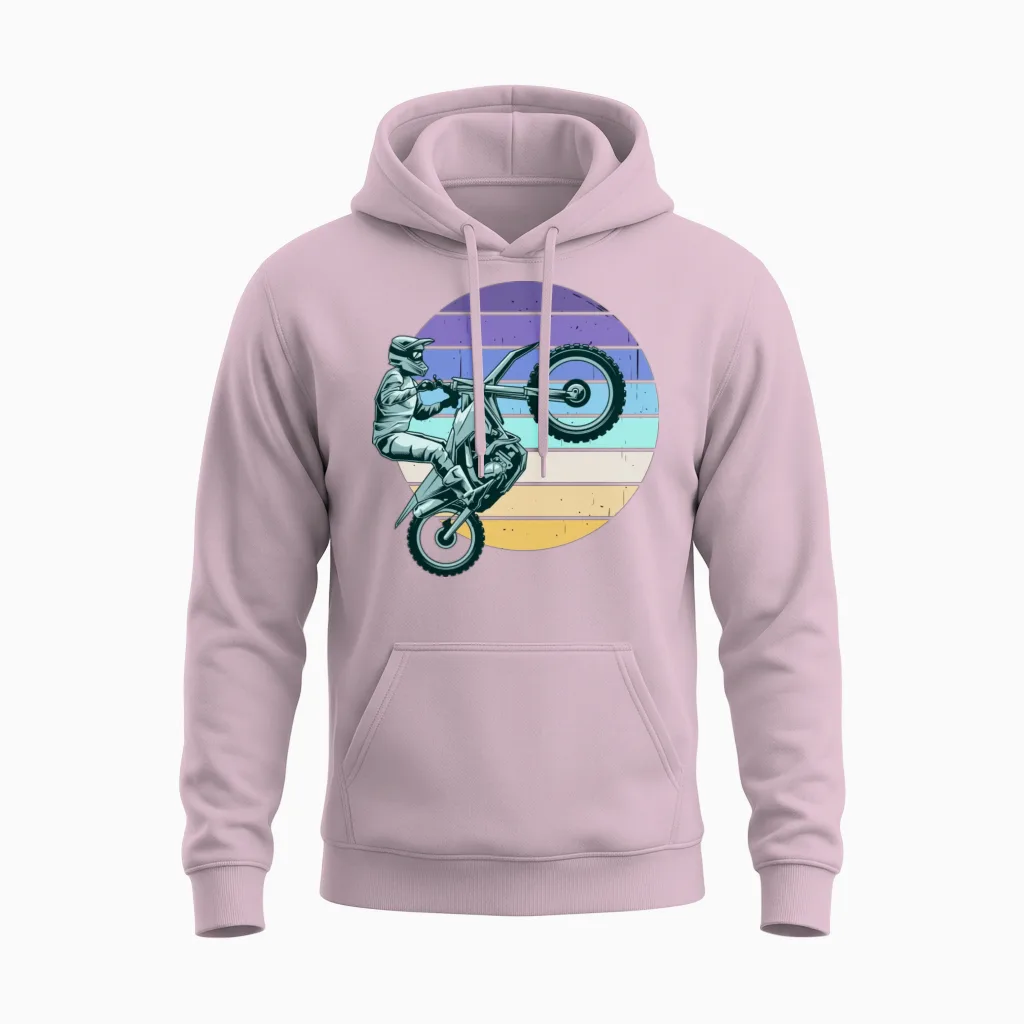 Motorcycle Bike Retro Sun Motorcycles Gift Unisex Hoodie - Light Pink