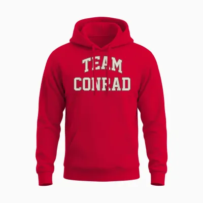 Team Conrad Cute Rivalry Graphic Coastal Style Unisex Hoodie - Red