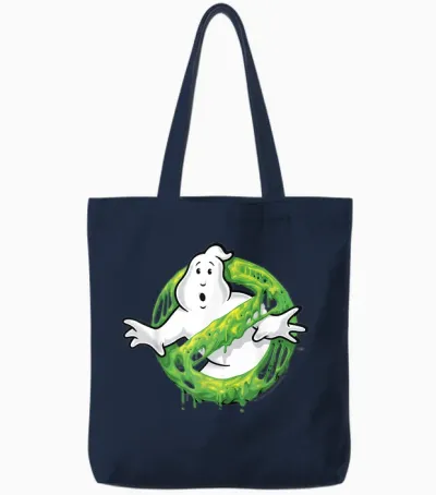 Ghostbusters Classic Slime Ghost Logo Graphic Tote Bags - Navy