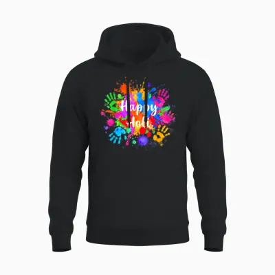 Happy Holi 2026 for Women Men Kids Color India Hindu Gifts Unisex Hoodie - Black