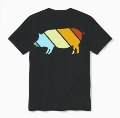 Pig Retro Unisex T-Shirt - Black