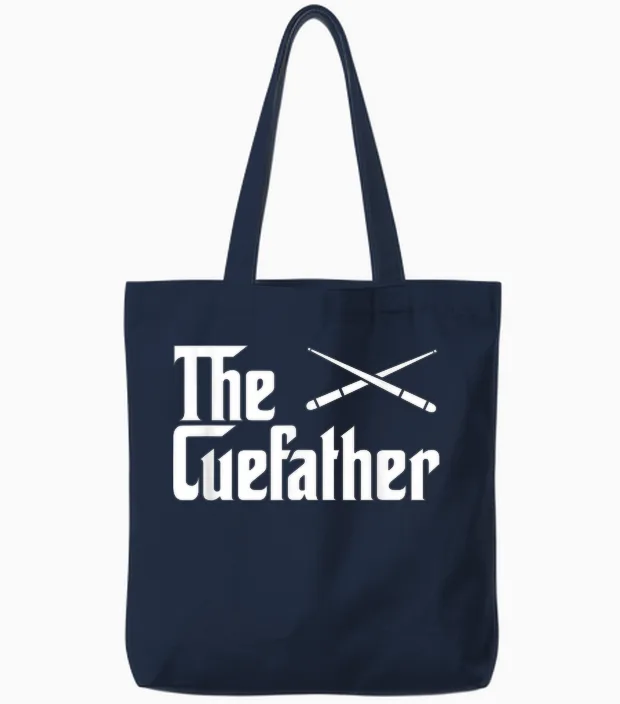 The Cue Father Funny Pool Billiards Player Gift Tote Bags in Navy