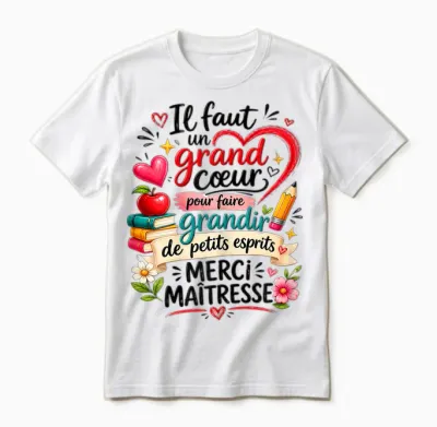 School Teacher Gift End of Year Heart Merci Original Unisex T-Shirt - White